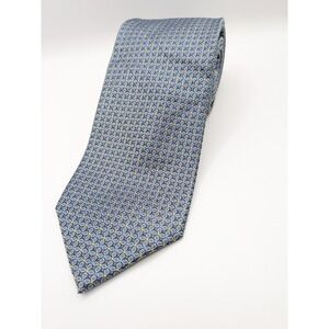 Jos A Bank Signature Collection Silk Mens Necktie Blue Geometric Pattern